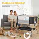Bedside Bassinet,Bassinet Bedside Sleeper,Rocking Bassinet,3 in 1 Portable Bedside Crib with Mattress,Mobile,Mosquito Net,Storage Basket,6-Height Adjustable Bassinet with Wheels for Newborn,Deep Grey