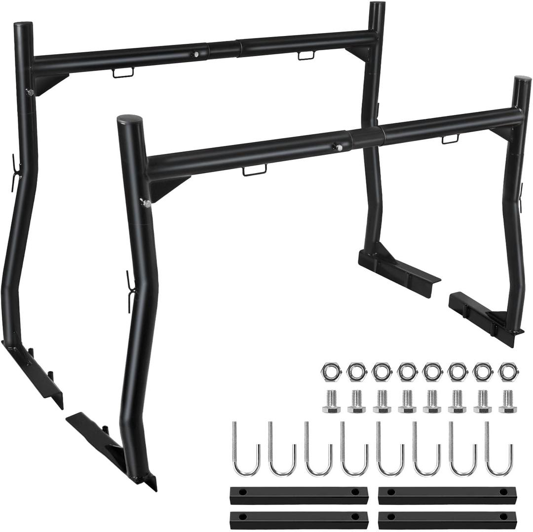 Forwode Non-Drilling Truck Ladder Rack, 800 Lbs Extendable Truck Bed Rack Fits for 46-72 Inches Wide Truck Bed, Adjustable Pickup Truck Bed Ladder Keyak Rack for Most Truck
