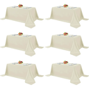 Elegant Rectangle Table Clothes, 6 Pack - 7.5' x 12.5' , Ivory - Reusable and Washable Tablecloths, Polyester Fabric Table Covers for Wedding, Party, Banquet, Formal Events