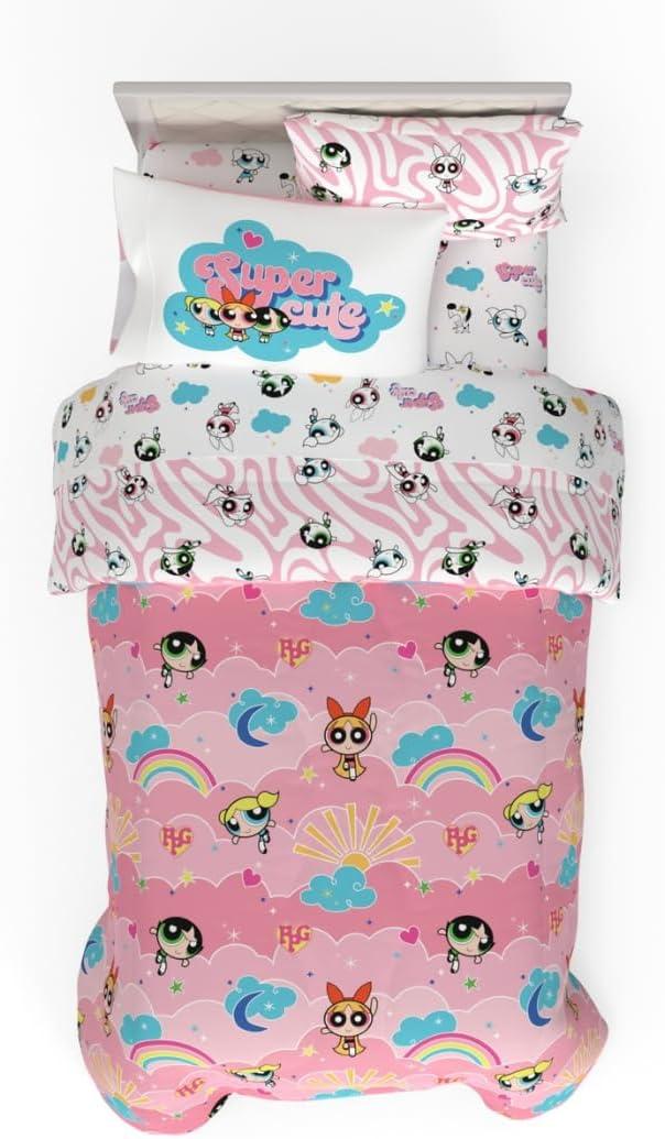 Franco Collectibles Powerpuff Girls Bedding 5 Piece Super Soft Comforter and Sheet Set with Sham, Twin, (100% Official Licensed Product)