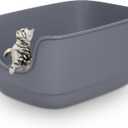Gefryco Large Cat Litter Box with High Sided 24.6"x18.3"x12.2" - Jumbo Extra Large Open Anti - Splashing High Wall for Multiple Cats (Grey)