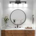 VOLISUN Matte Black Bathroom Light Fixtures, 4-Light Bathroom Vanity Lights Over Mirror, Modern Vanity Light for Bathrooms, Bathrooms Lights Fixtures Over Mirror with Milky White Frosted Glass Shades