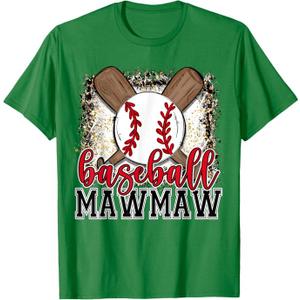 Baseball Mawmaw Leopard Baseball Lovers Family Matching T-Shirt M