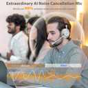 Wireless Headset with Mic for Work, Bluetooth Headset with Noise Cancelling Mic for Clear Calls, Bluetooth V5.3 Headphones with Mic Mute & USB Dongle, Charging Base for PC/Laptop/Phones/Call Center