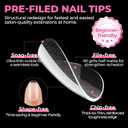 UNA GELLA Oval Nail Tips Exra Short 504PCS Pre-shape Gel Oval Almond Nail Tips for Women DIY Salon Round Almond Press On Nails Full Cover Clear Fake Acrylic Tips 12 Sizes