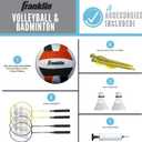 Franklin Sports Volleyball + Badminton Combo Sets - Backyard + Beach Outdoor Volleyball + Badminton Net Set - Portable Badminton + Volleyball Net with Poles - Volleyball, Rackets + Birdies Included