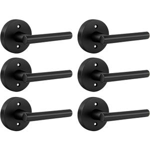 Goldenwarm 3 Pack Black Dummy Door Handles, Non-Turning Single Side Pull Door Lever Matte Black, Heavy Duty Door Handle for Closet Pantry