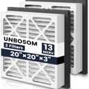 2 Pack 20x20x3 furnace filter MERV-13 Pleated Air Filter Replacement Compatible with Zephyr VGF Series 20x20x3 Whole Home Return Air Grille Filter, White