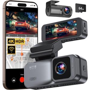 Osmo Dashcam Pro 2.0 4k with Front and Rear Camera, GPS, Free 64GB Card, Dashcam with Parking Monitoring, 170 Wide Angle, Night Vsion & Parking Mode