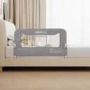HOMEAL Bed Rail for Toddlers, 32in Foldable Baby Bed Rail Guard, Toddler Bed Rails with U-Shape Base, Breathable Mesh Bed Rail for Twin, Full, Queen, King Beds, Bed Rail for Baby, Grey