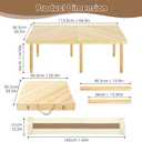 Folding Picnic Table with Table Runner, Portable Boho Low Picnic Table for Indoor Outdoor, 44" x 22" Wooden Table with Adjustable Heights for Camping, Wedding, Beach, Garden, Party(Small Size for 4)