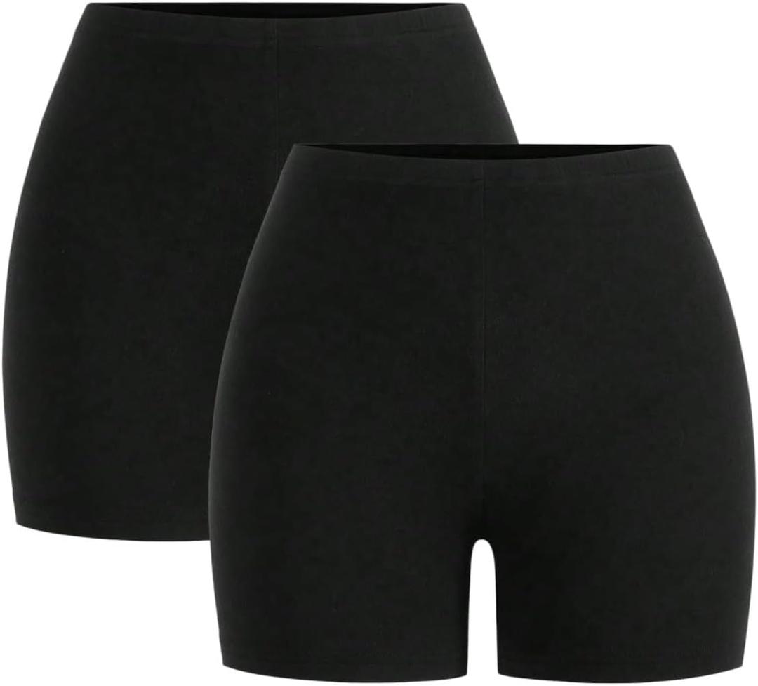 WDIRARA Women's 2 Pack Bikers Shorts High Waisted Workout Running Yoga Gym Short Leggings (XL)