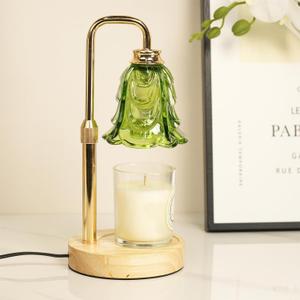Tulip Candle Warmer Lamp, Adjustable Height, Dimmable Candle Warmer with Timer, Mom Womens Gifts for Birthday, Unique Home Decor Aesthetic (Green)