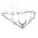 MOSTORY Sliver Moon Elf Headpiece Woodland Forest Crown Headband Fairy Goddess Hair Accessory Queen Circlet Tiara Halo Cosplay Costume for Women Girls Halloween Renaissance Birthday