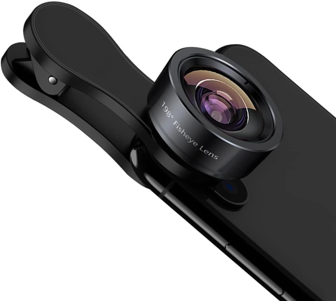 KEYWING Fisheye Lens 198 Fish Eye Phone Camera Lens Kit for iPhone Fish Bowl Camera Lens Attachments for iPhone 7 8 x xr 11 12 13 pro max Samsung Smartphone Black