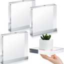 Qunclay 4 Pcs 6 x 6 x 1 Inches Acrylic Square Display Block Clear Polished Acrylic Cubes Jewelry Display Stand for Jewelry Ring Showcase Holder Base Collections