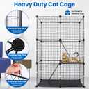 3 Tier Cat Playpen Cage, Metal Detachable DIY Indoor Cat Enclosures Kitten House Exercise Place Kitten Crate with 3 Doors 2 Ladders for 1-2 Cats