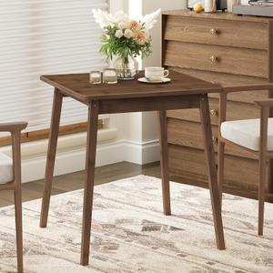 HOOBRO Bamboo Dining Table, Square Dining Table for 2, 27.6" Kitchen Table for Small Space, Writing Table, Easy to Assemble, for Dining Room, Living Room, Office, Kitchen, Apartment, Brown BR70CZ01G1