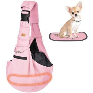 CUBY Dog and Cat Sling Carrier - Hands Free Adjustable Small Pet Sling - Soft Pouch and Tote Design - Suitable for Puppy, Small Dogs Cats Outdoor, Pink