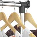 Whitmor Adjustable Garment Rack with Wheels, Rolling Clothes Rack for Hanging Clothes, Heavy Duty Single Rail Clothing Rack, Portable Hanging Rack for Bedroom, Laundry Room, Black & Silver