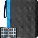 9 Pockets Trading Card Binder, HYMENEX 900 Pockets Baseball Card Binder with Sleeves and Zipper for Trading Game Sports Cards Organized (Black+Blue)