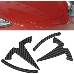Tinlucys Front/Rear Trunk Emblem Cover Designed for Model 3 2017-2024,Badge Logo Protection Caps for Model 3 Matte Carbon Fiber