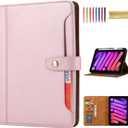 Flip Case for Apple iPad mini 7th Gen (A17 Pro)/ iPad mini 6th Gen 8.3", with Pencil Holder Smart Cover Auto Sleep Wake Protective Documents Pocket Stand Snap Closure Case for iPad mini 7 6, Rosegold