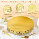 Wenqik 16 Inch Gold Cake Stand Set Metal Round Cupcake Dessert Stand with Cake Cutting, Spatula Wedding Cupcake Pastry Display Candy Holder Display for Wedding Party Birthday Baby Shower(Flower)