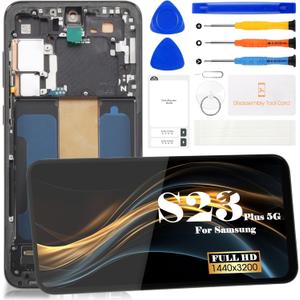 [US Version] Incell for Samsung Galaxy S23 Plus Screen Replacement for Samsung SM-S916U Screen Replacement Digitizer Touch Display Assembly with Frame (Not for SM-S916B) (Black)