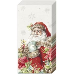 5 x IHR Ideal Home Range Pocket Tissues 4-Ply Facial Tissue Pack, 10-Count, Santa's Wreath (Cream), 1-Pack Only