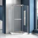 CKB 38 in. D x 38 in. W x 72 in. H Neo-Angle Shower Door, 1/4" (6mm) ANSI Tempered Glass with Easy Clean. Frameless Pivot Shower Enclosure with Towel bar. Reversible for Left or Right, Brushed Nickel