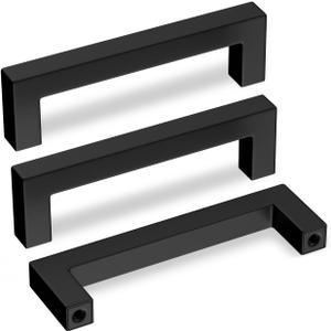 goldenwarm 5 Pack Black Cabinet Pulls 4-1/2in Drawer Pulls Modern Kitchen Cabinet Handles Black Dresser Stainless Steel Hardware