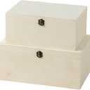 2 Pack Large Unfinished Wooden Box with Locking Clasp - 13.7x9.9x6.1 in-11.6X8.7X5.2in Natural Super Thick Poplar Box DIY Keepsake Wooden Boxes