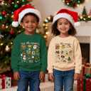Toddler Retro Christmas Sweatshirt Baby Girl Boy Santa Claus Shirts Doodle Graphic Pullover Xmas Holiday Top Clothes (18-24 Months, Apricot)