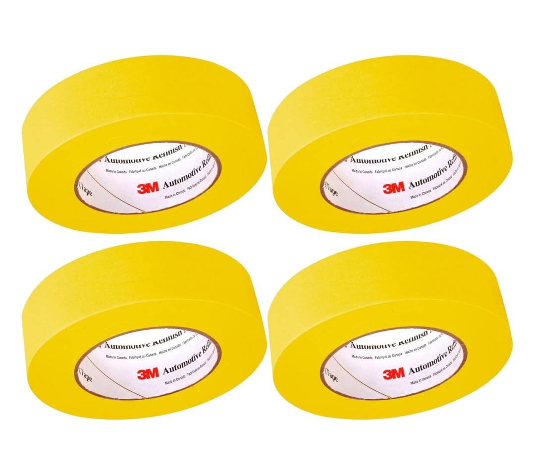 3M Automotive Refinish Masking Tape, 36 mm x 55 m, High-Temperature Resistant  4-Pack for Clean Paint Lines