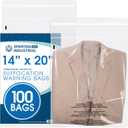Spartan Industrial - 14 X 20 (100 Count) Self Seal Clear Poly Bags with Suffocation Warning for Packaging, Clothes & Shipping - Permanent Adhesive