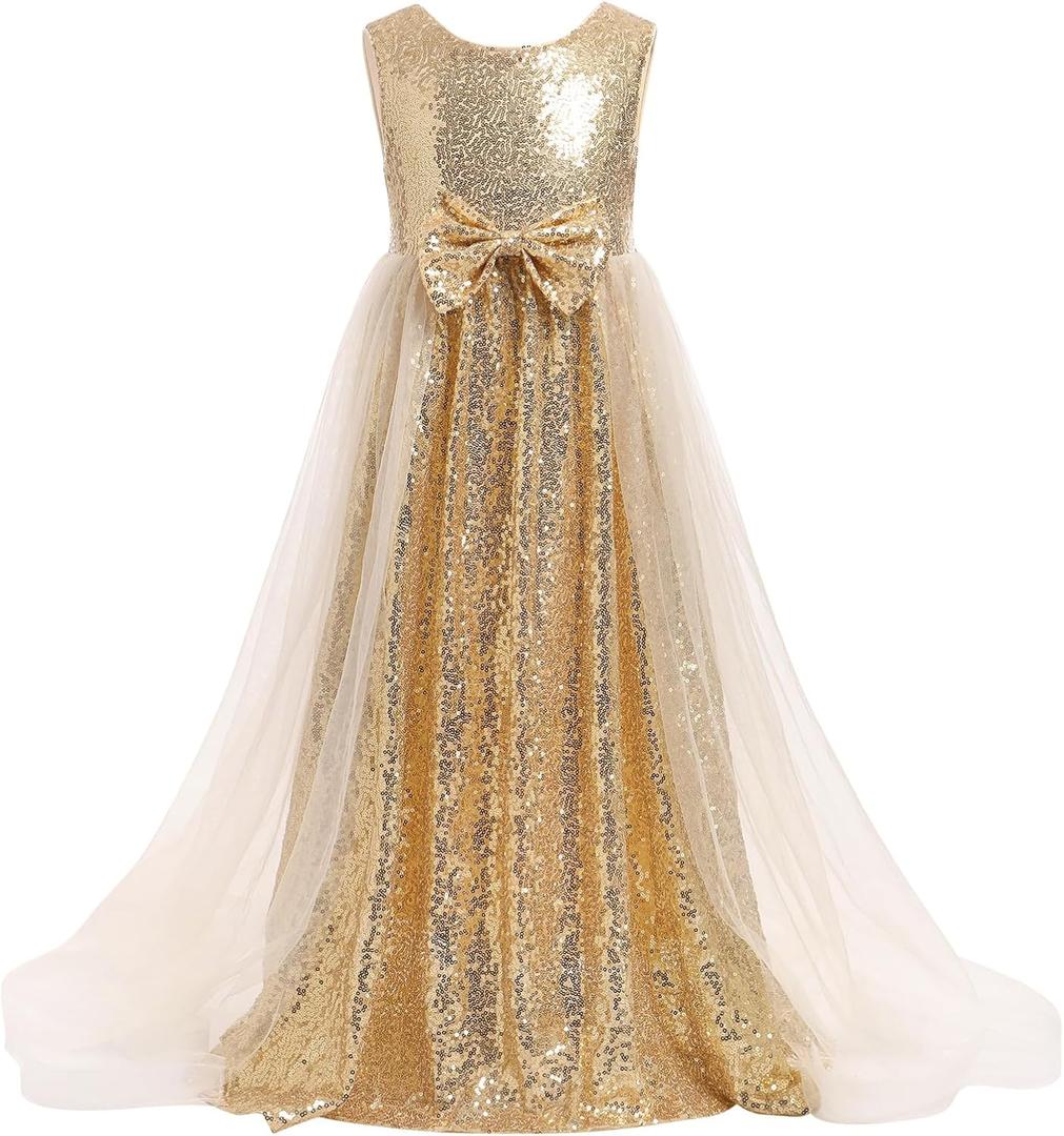 Girls Sequin Dresses Sparkly Tulle Birthday Princess Pageant Graduation Party Dress - 3-7Years