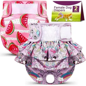 XPCARE Washable Female Dog Diapers, 2 Packs Reusable Doggie Diapers Absorbent Dog Diapers Female Leak-Proof Puppy Diapers Female Dogs for Heat Incontinence and Puppy Training (Medium)