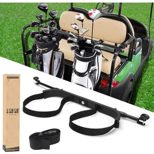 10L0L Universal Golf Bag Holder Attachment No Drilling Required for Yamaha, EZGO, Club Car, Adjustable Rear Seat Golf Cart Club Holder, An Additional Strap is Included