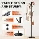 Coat Rack with Natural Marble Base, Metal Freestanding Coat Rack with 8 Hooks, 3 Adjustable Size Sturdy Coat Tree for Bags, Coats, and Hats for Entryway, Hallway, Bedroom, Office, Black