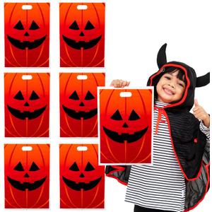 Super Z Outlet 50 Piece 11" x 17" Jack-O-Lantern Trick or Treat Bags Orange Pumpkin Face Halloween Plastic Candy Bags for Party Favors, Snacks, Decoration