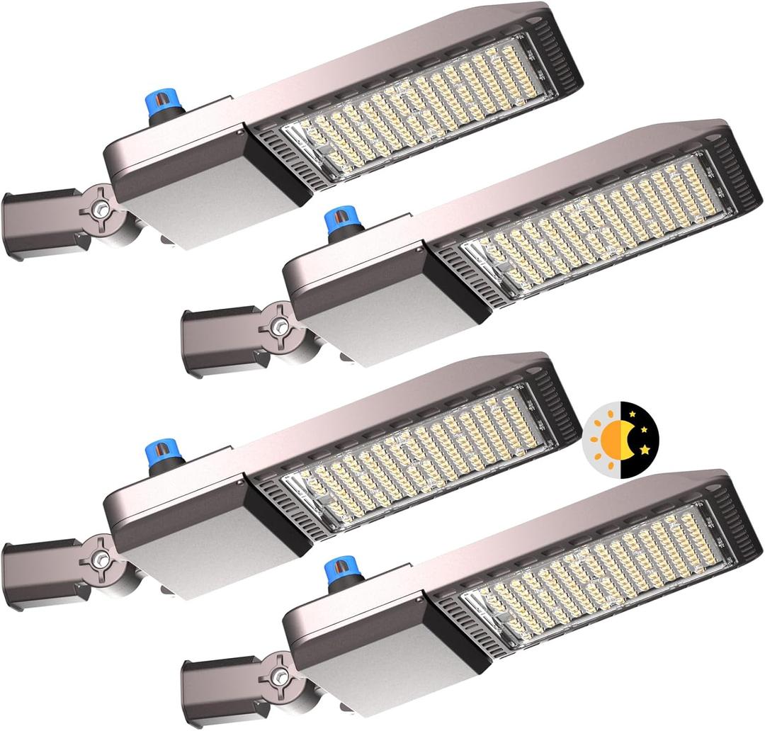 320W(350 X 1W LED) LED Parking Lot Lights Outdoor 48000lm(150LM/W) Dusk-to-Dawn 5000K Daylight Slipfitter Mount Commercial Area Street Lighting ETL Listed 6KV SPD -4Pack