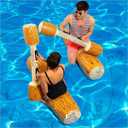 4 Pcs Package Inflatable Floating Water Toys Aerated Battle Logs,Floating Bed Pool Lounger Giant Floats Ride Boat Raft for Pool Party Beach Swimming Pool Toys for Adult and Kids