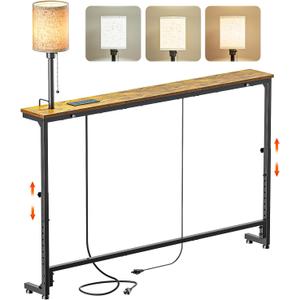 47.2" Long Sofa Table with Lights & Charging Station - 2 AC outlets