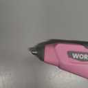 WORKPRO Pink Cordless Hot Melt Glue Gun, 7.2V Rechargeable Fast Preheating Glue Gun Kit with 20 Pc Premium Mini Glue Stick, Automatic-Power-Off Hot Glue Gun for Art, Craft, Decoration - Pink Ribbon