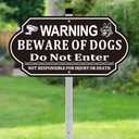 Beware of Dog Sign, Beware of Dog Signs for Fence Do Not Enter and Not Responsible for Injury or Death, Weather Resistant Easy to Install (Black 7x14 inches)