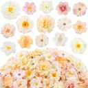 ATTGREAT 210 Pcs Mini Silk Flower Heads Small Fake Rose Daisy Faux Flowers Bulk for Crafts Artificial Loose Fabric Flowers Heads Sunflower Bulk for Wedding Hair Cap Dresses Decorations, Cream