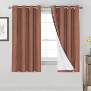 PrinceDeco Blackout Curtains 63 Inches Long 2 Panels 100% Blackout Curtains for Bedroom Thermal Insulated Textured Drapes for Living Room Anti-Rust Grommet Top, 52" W x 63" L,Washed Spice