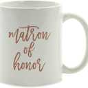 Andaz Press 11oz. Wedding Party Coffee Mug Gift, Rose Gold Faux Glitter, Matron of Honor, 1-Pack