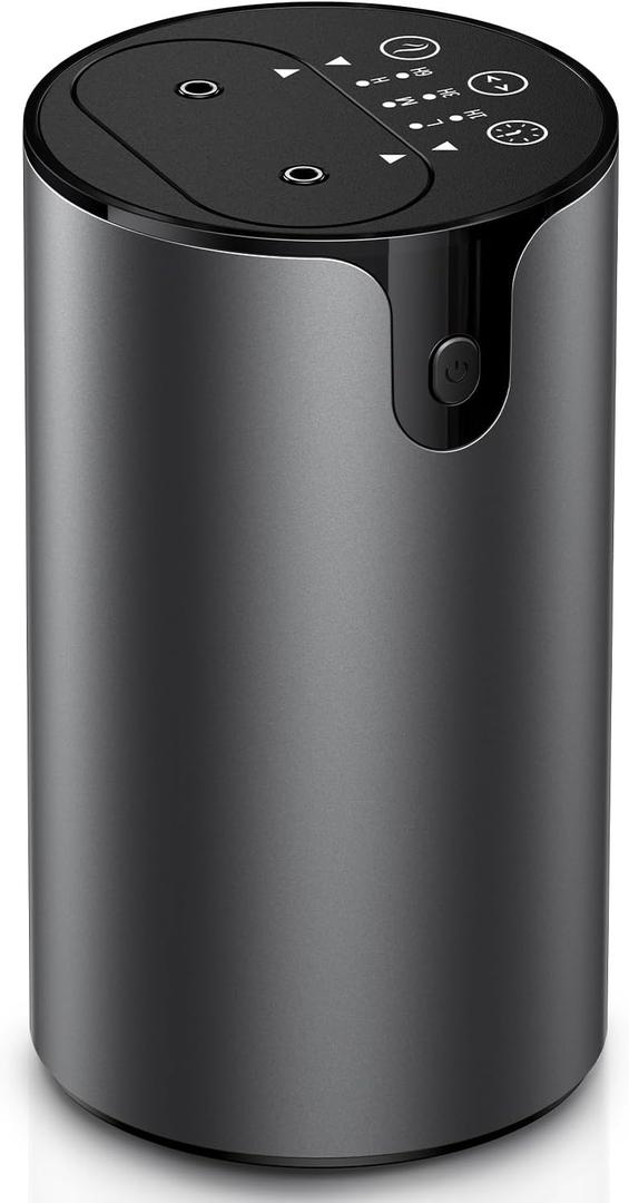 Waterless Essential Oil Diffuser, Portable Dual Nozzle Aromatherapy Diffuser, Rechargeable Mini Scent Machine, 1/3/6H Auto-Off Timer, 3 Mist Levels & No-Leak Tech for Home, Car, Office, Premium Metal (Grey)